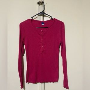 Rib-Knit Long Sleeves Blouse